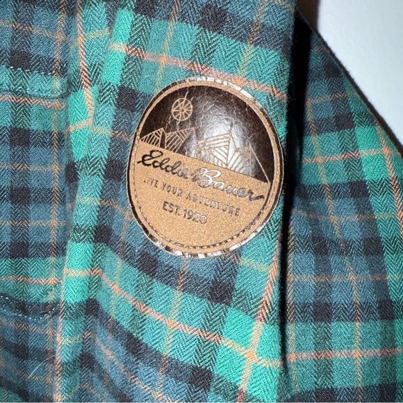 Eddie Bauer Men's Blue and Green Plaid Fleece-Lined Jacket Size Large - Picture 6 of 6